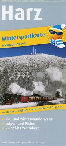 Harz: Wintersportkarte mit Ski- und Winterwanderwegen, Loipen und Pisten, wetterfest, reissfest, abwischbar, GPS-genau. 1:50000 (Wintersportkarte: WINK)