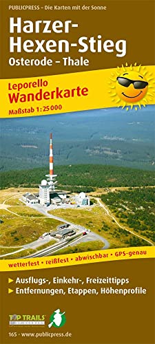 Harzer Hexen-Stieg, Osterode - Thale: Leporello Wanderkarte mit Ausflugszielen, Einkehr- & Freizeittipps, wetterfest, reissfest, abwischbar, GPS-genau. 1:25000 (Leporello Wanderkarte: LEP-WK) von Publicpress