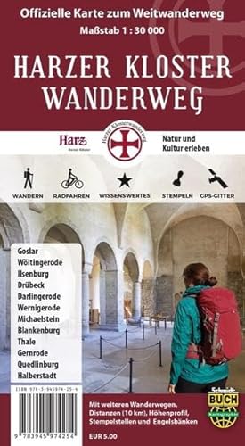 Harzer Kloster-Wanderweg: Offizielle Wander- und Fahrradkarte
