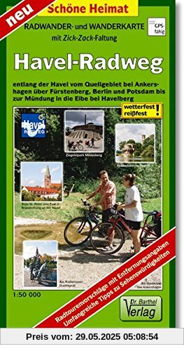 Havel-Radweg 1 : 50 000 Radwanderkarte mit Zick-Zack-Faltung (Schöne Heimat)