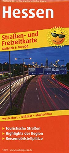 Hessen: Straßen- und Freizeitkarte mit Touristischen Straßen, Highlights der Region und Reisemobilstellplätzen. 1:200000 (Straßen- und Freizeitkarte: StuF)