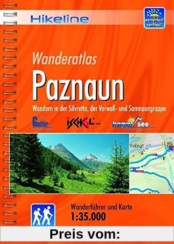 Hikeline Wanderführer Paznaun, Wandern in der Silvretta, der Verwall- und Samnaungruppe, Wanderführer und Karte, 1:35.000, wetterfest