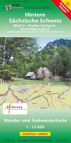 Hintere Sächsische Schweiz - Blatt 2: Großer Zschand, Hinterhermsdorf 1 : 15 000 GPS-fähig, wetterfest, reißfest
