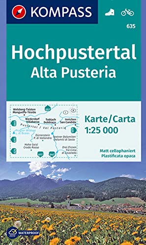 Hochpustertal - Alta Pusteria 1 : 25 000: markierte Wanderwege, Hütten, Radrouten (KOMPASS Wanderkarte, Band 635) von Kompass