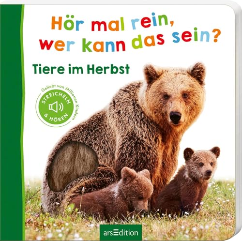 Hör mal rein, wer kann das sein? – Tiere im Herbst: Streicheln und hören | Hochwertiges Pappbilderbuch mit 5 realistischen Sounds und Fühlelementen für Kinder ab 18 Monaten von Ars Edition