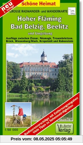 Hoher Fläming, Bad Belzig, Beelitz und Umgebung: Große Radwander- und Wanderkarte. Ausflüge zwischen Ziesar, Niemegk, Treuenbrietzen, Brück, Wiesenburg/Mark, Kropstädt und Rabenstein