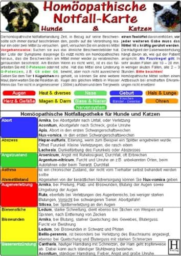 Homöopathische Notfallkarte für Hunde & Katzen - Tierheilkunde-Karte von Hawelka, Verlag