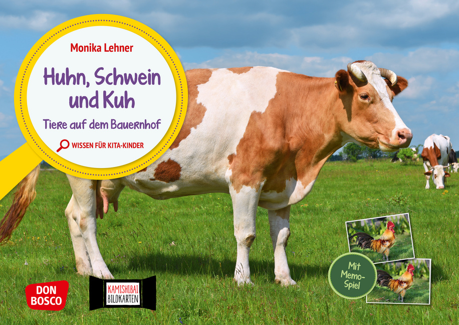 Huhn, Schwein und Kuh. Tiere auf dem Bauernhof. Kamishibai Bildkarten und Memospiel von Don Bosco Medien