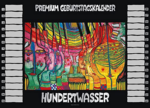 Hundertwasser Premium Geburtstagskalender: Kalendarium Deutsch-Englisch