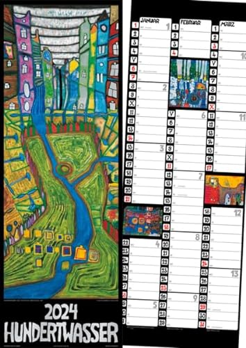Hundertwasser Streifenkalender Art 2024 von Wörner Verlag