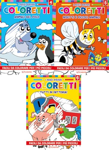 I miei primi coloretti. Ediz. illustrata. Animali del polo-Insetti e piccoli animali-Tutti in fattoria (Vol. 4-6) von Edibimbi