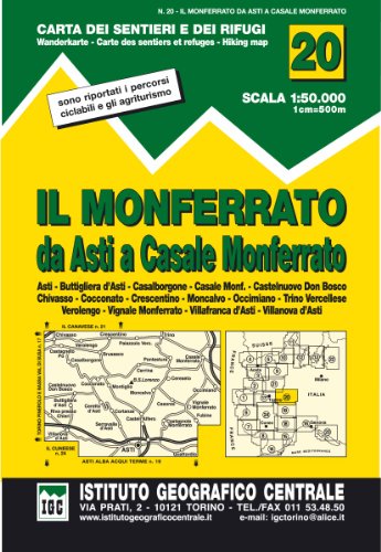 IGC Italien 1 : 50 000 Wanderkarte 20 Il Monferrato (Carta. Valli) von Istituto Geografico Centr
