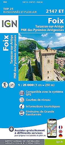 IGN Karte, Carte de randonnée (et plein air) Foix.Tarascon-sur-Ariège.PNR des Pyrénées Ariégeoises