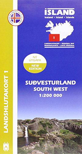 IRK 01 Sudvesturland / Süd-West-Island Regionalkarte 1 : 200 000 (South West Iceland Map 1: 200 000: Regional map 1) von Ml og menning