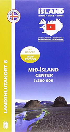 IRK 08 Mid-Island / Island Hochland Regionalkarte 1 : 200 000 (Central Iceland Map 1: 200 000: Regional map 8) von Ml og menning