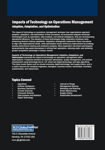 Impacts of Technology on Operations Management: Adoption, Adaptation, and Optimization (Advances in Logistics, Operations, and Management Science)