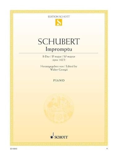 Impromptu: Nr. 3 B-Dur. op. posth. 142. D 935/3. Klavier.: No. 3 B flat Major. op. posth. 142. D 935/3. piano. (Edition Schott Einzelausgabe) von Schott NYC