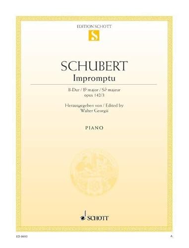 Impromptu: Nr. 3 B-Dur. op. posth. 142. D 935/3. Klavier.: No. 3 B flat Major. op. posth. 142. D 935/3. piano. (Edition Schott Einzelausgabe)