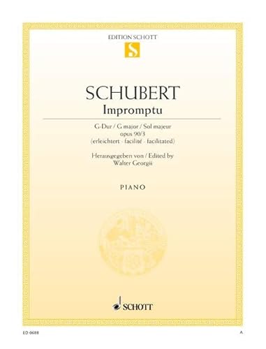 Impromptu: Nr. 3 G-Dur. op. 90. D 899. Klavier.: No. 3 Sol majeur. op. 90. D 899. piano. (Edition Schott Einzelausgabe)