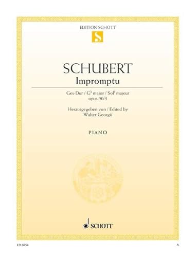 Impromptu: Nr. 3 Ges-Dur. op. 90. D 899. Klavier.: No. 3 G sharp Major. op. 90. D 899. piano. (Edition Schott Einzelausgabe)