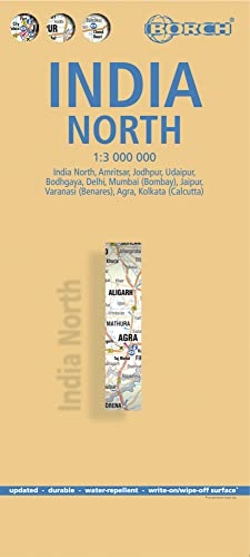 India North, Nordindien, Borch Map: India North, Amritsar, Jodhpur, Udaipur, Bodhgaya, Delhi, Mumbai (Bombay), Jaipur, Varanasi (Benares), Agra, Kolkata (Calcutta)