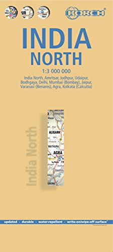 India North, Nordindien, Borch Map: India North, Amritsar, Jodhpur, Udaipur, Bodhgaya, Delhi, Mumbai (Bombay), Jaipur, Varanasi (Benares), Agra, Kolkata (Calcutta)