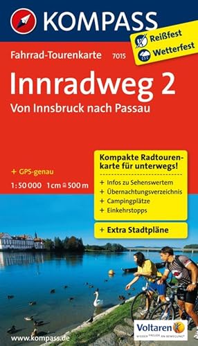KOMPASS Fahrrad-Tourenkarte Innradweg 2, von Innsbruck nach Passau 1:50.000: Leporello Karte, reiß- und wetterfest von Kompass Karten GmbH