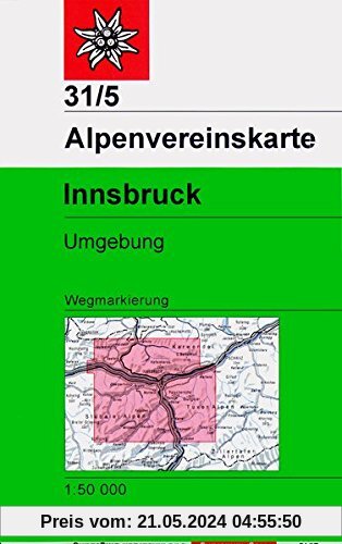 Innsbruck und Umgebung: Wegmarkierungen - Topographische Karte 1:50.000 (Alpenvereinskarten)