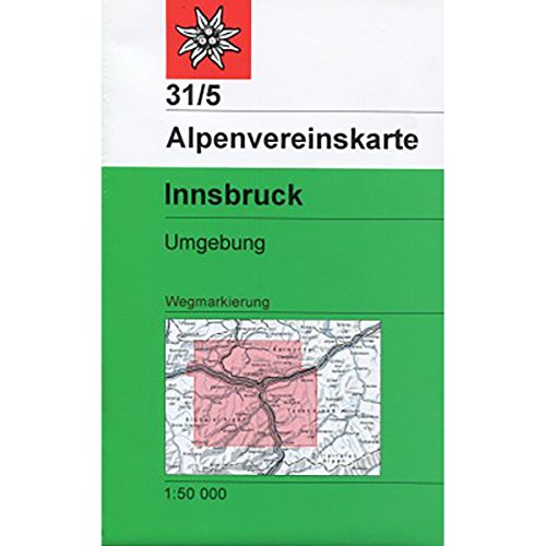 Innsbruck, Umgebung: Topographische Karte 1:50.000 mit Wegmarkierungen (Alpenvereinskarten)