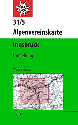 Innsbruck, Umgebung: Topographische Karte 1:50.000 mit Wegmarkierungen (Alpenvereinskarten)