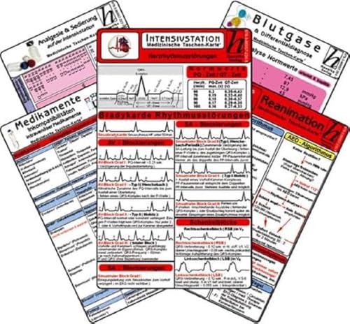 Intensiv-Station Karten-Set - Analgesie & Sedierung, Blutgase & Differentialdiagnose, Herzrhythmusstörungen, Inkompatibilitäten intravenöser Medikamente, Reanimation Intensiv-Station Karten-Set - Analgesie & Sedierung, Blutgase & Differentialdiagnose, Herzrhythmusstörungen, Inkompatibilitäten intravenöser Medikamente, Reanimation