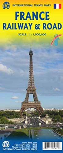 International Travel Map ITM France Railway & Road Map: doppelseitig, waterproof