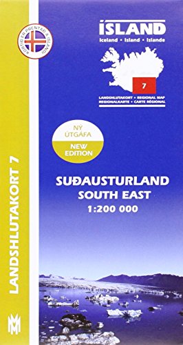 Island - Landshlutakort Sudausturland (Südosten): Regionalkarte (Southeast Iceland Map 1: 200 000: Regional map 7) von Mál og Menning