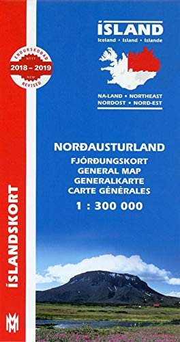 Island Nordost 1 : 300 000: Nordausturland. Generalkarte. Text isländisch-englisch-deutsch-französisch (North East Iceland Map 1:300 000) von Ml og menning