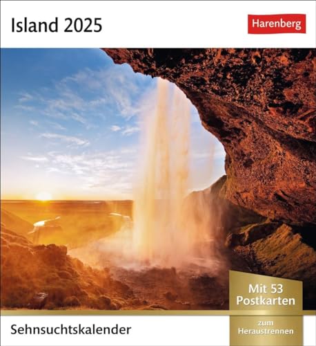 Island Sehnsuchtskalender 2025 - Wochenkalender mit 53 Postkarten: Fernweh in einem Foto-Kalender zum Aufstellen. Die schönsten Landschaften Islands ... Tischkalender (Sehnsuchtskalender Harenberg) von Harenberg