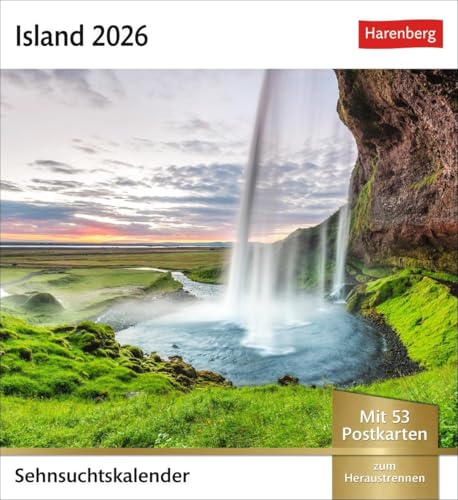 Island Sehnsuchtskalender 2026 - Wochenkalender mit 53 Postkarten: Fernweh in einem Foto-Kalender zum Aufstellen. Die schönsten Landschaften Islands ... in einem Tischkalender (Postkartenkalender) von Harenberg