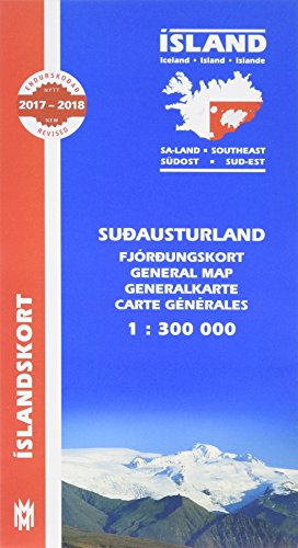 Island Südost. Island. SudausturlandIsland (Sa-Land) / Iceland Southeast / Islande Sud-Est: Generalkarte (South East Iceland Map 1:300 000) von Mal og menning