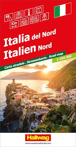 Hallwag Strassenkarte Italien Nord 1:650.000: Inkl. Transitpläne, Ortsverzeichnis und Reiseinformationen (Hallwag Strassenkarten)