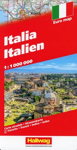Italien Strassenkarte 1:1 Mio.: Mit Transitplänen und Index (Hallwag Strassenkarten) von Hallwag Karten Verlag