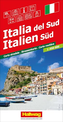 Hallwag Strassenkarte Italien Süd 1:650.000: Inkl. Transitpläne, Ortsverzeichnis und Reiseinformationen