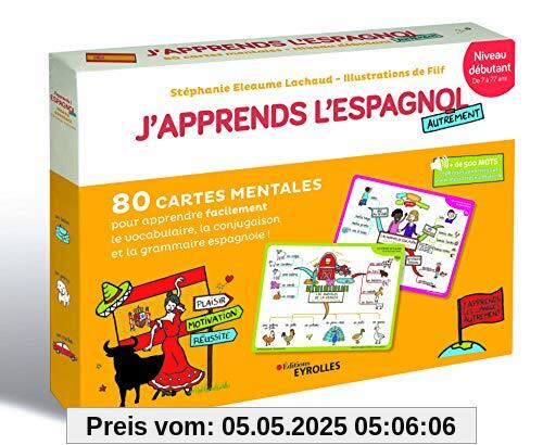 J'apprends l'Espagnol autrement : Niveau debutant coffret, 80 cartes mentales pour apprendre facile
