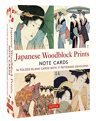 Japanese Woodblock Prints Note Cards: 16 Different Blank Cards With 17 Patterned Envelopes in a Keepsake Box!