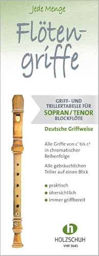 Jede Menge Flötengriffe - Sopran- und Tenorblockflöte (Deutsche Griffweise): Griff- und Trillertabelle für Sopran- und Tenorblockflöte, deutsche Griffweise