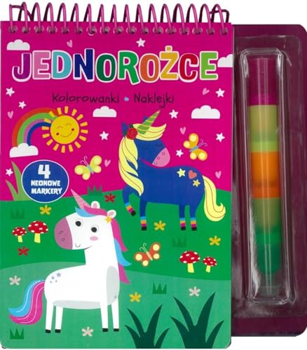 Jednorożce Kolorowanki, naklejki: 4 neonowe markery von Olesiejuk