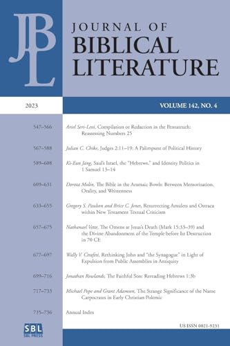 Journal of Biblical Literature 142.4 (2023) von SBL Press