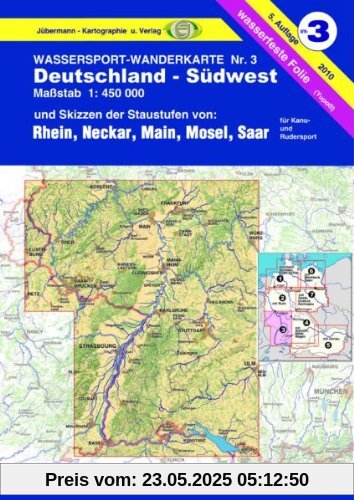 Jübermann Wassersport-Wanderkarten, Bl.3, Deutschland-Südwest: Mit Skizzen der Staustufen von Rhein, Neckar, Main, Mosel, Saar. Für Kanu- und Rudersport Jübermann Wassersport-Wanderkarten, Bl.3, Deutschland-Südwest: Mit Skizzen der Staustufen von Rhein, Neckar, Main, Mosel, Saar. Für Kanu- und Rudersport