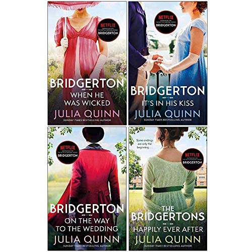 Julia Quinn Bridgerton Family Series 6-9: 4 Collection Books Set (When He Was Wicked, It's In His Kiss, On The Way To The Wedding, The Bridgertons: Happily Ever After)