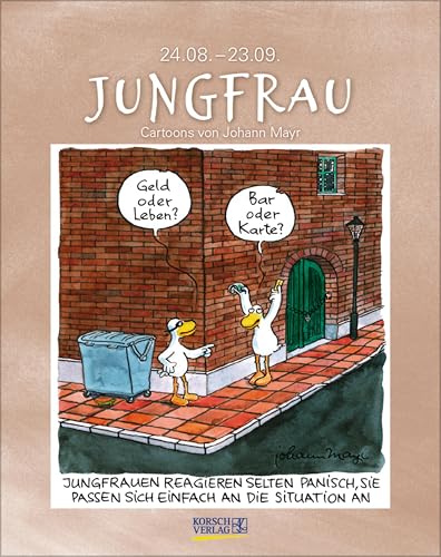 Jungfrau 2026: Sternzeichenkalender-Cartoonkalender als Wandkalender im Format 19 x 24 cm. von Korsch Verlag