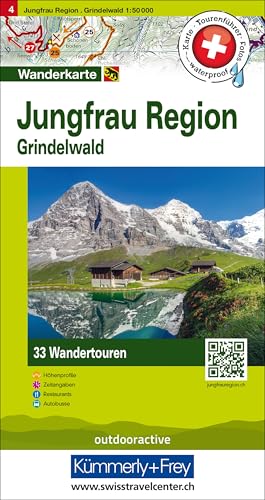 Kümmerly+Frey Wandertourenkarte 4 Jungfrau Region, Grindelwald 1:50.000: Mit 33 Tourenvorschlägen, Wetterfest inkl. Höhenprofil & Zeitangabe pro Tour von Hallwag