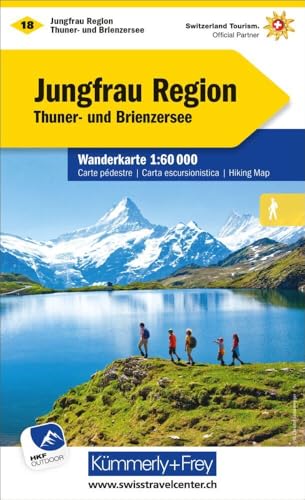 Kümmerly+Frey Wanderkarte 18 Jungfrau Region 1:60.000: Mit dem Thuner- und Brienzersee. Wetterfest, matt laminiert und mit free Download von Hallwag Kümmerly & Frey